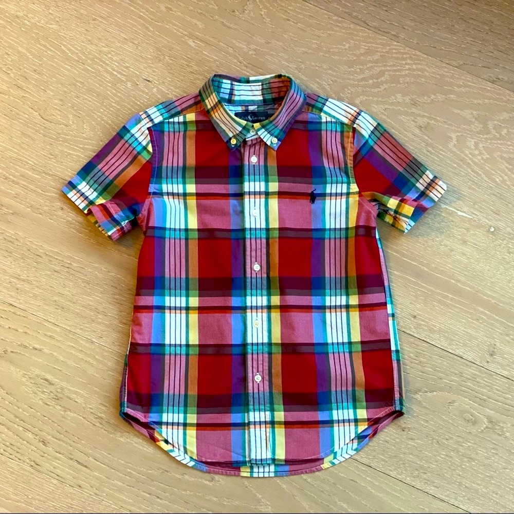 Polo Ralph Lauren Plaid Cotton Oxford Shirt, Size 6